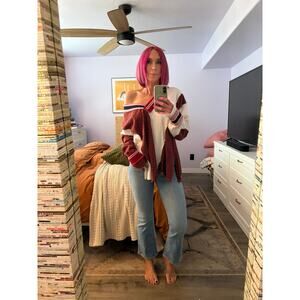 BDG Urban Outfitters Patchwork Thermal Top Oversized Striped Women Medium